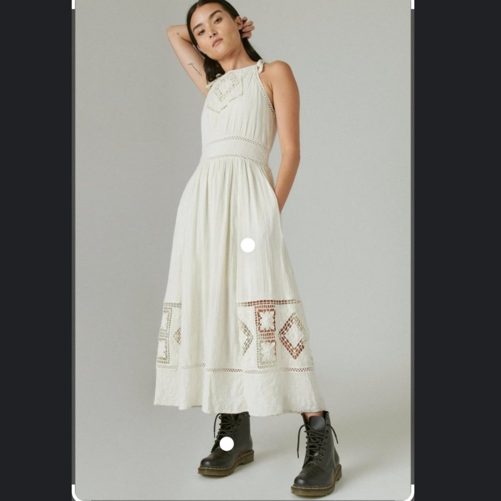 Lucky brand eyelet maxi dress, size small